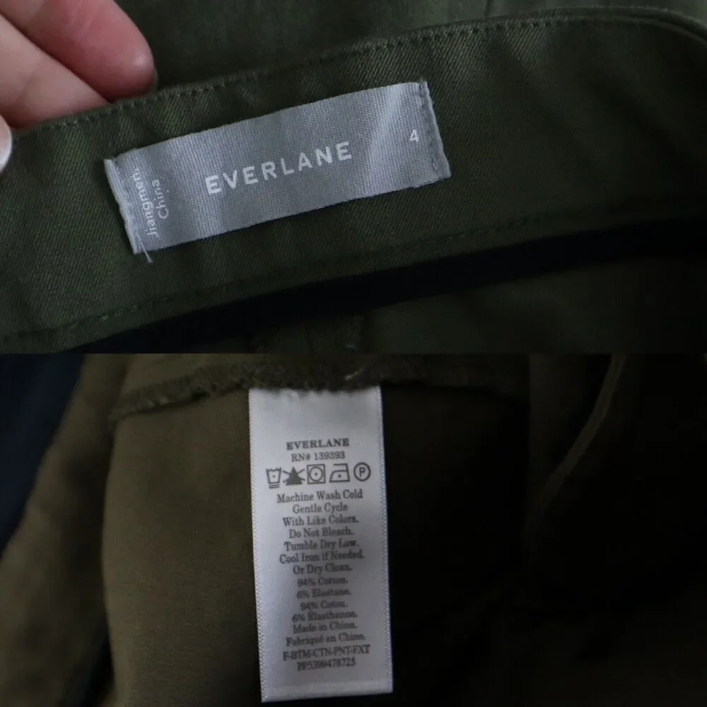 Everlane Size 4 The Fixed-Waist Stretch Cotton Pant Military Olive Green - Picture 4 of 9